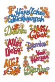 Herma 3813 Sticker DECOR Glückwünsche, beglimmert Deko-Etiketten Schriftzüge mehrfarbig 2