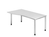 Schreibtisch 4Fuß-rd.180x100/80cm Weiß/Silb.