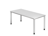 Schreibtisch 4Fuß-rd.180x80cm Weiß/Silber