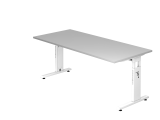 Schreibtisch C-Fuß 180x80cm Grau/Weiß