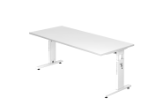 Schreibtisch C-Fuß 180x80cm Weiß/Weiß