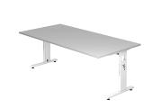 Schreibtisch C-Fuß 200x100cm Grau/Weiß