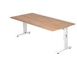 Schreibtisch C-Fuß 200x100cm Nussbaum/Weiß