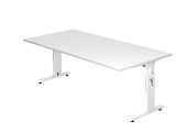 Schreibtisch C-Fuß 200x100cm Weiß/Weiß