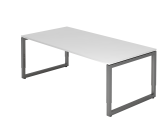 Schreibtisch O-Fuß eckig 200x100cm Weiß/Graph