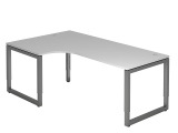 Winkeltisch O-Fuß eckig 200x120cm Grau/Graphi
