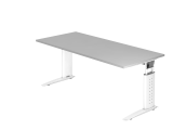 Schreibtisch C-Fuß 180x80cm Grau/Weiß