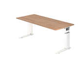 Schreibtisch C-Fuß 180x80cm Nussbaum/Weiß