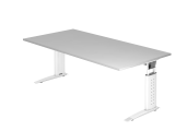 Schreibtisch C-Fuß 200x100cm Grau/Weiß