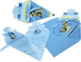 Roth Einladungskarte Schultüte blau, 4er Blister Einladung Schulanfang blau 4 Stück 10,5 x 20,0 cm