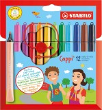 STABILO® Filzstift mit Kappenring - Cappi - 12er Pack - mit 12 verschiedenen Farben ca. 1 mm