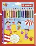 STABILO® Dreikant-Buntstift - Trio dick - 18er Pack - mit 18 verschiedenen Farben und Spitzer 7 mm