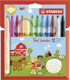STABILO® Dicker Filzstift - Trio Jumbo - 12er Pack - 12 Farben Faserschreiberetui 3,0 mm (XXL)