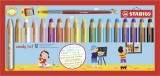 STABILO® Buntstift, Wasserfarbe & Wachsmalkreide - woody 3 in 1 - 18er Pack mit Spitzer und Pinsel - mit 18 verschiedenen Farben
