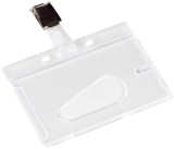 Q-Connect® Ausweishülle mit Clip - 85 x 54 mm, Hartplastik, transparent, 10 Stück Ausweishalter