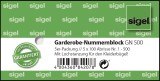 SIGEL Garderobe-Nummernblock - nummeriert 1-500, 105 x 50 mm, 5 x 100 Stück, 2-fbg. sortiert