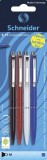 Schneider Druckkugelschreiber K15 - M, blau (dokumentenecht), 4 Stück sortiert Druckkugelschreiber