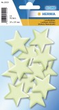 Herma 15019 Leuchtsticker Sterne Mini - 12 Stück, fluoreszierend Schmucketiketten Sterne 12 Stück