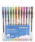DONAU Gelschreiber - 12 Farben mit Glitter, Etui Gelschreiber Kunststoffetui 12 Farben sortiert