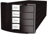 HAN Schubladenbox IMPULS - A4/C4, 4 geschlossene Schubladen, schwarz Schubladenbox schwarz A4/C4 4