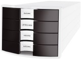 HAN Schubladenbox IMPULS - A4/C4, 4 geschlossene Schubladen, weiß/schwarz Schubladenbox A4/C4 4