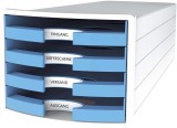 HAN Schubladenbox IMPULS - A4/C4, 4 offene Schubladen, weiß/hellblau Schubladenbox weiß/hellblau 4