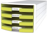 HAN Schubladenbox IMPULS - A4/C4, 4 offene Schubladen, weiß/lemon Schubladenbox weiß/lemon A4/C4 4