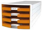 HAN Schubladenbox IMPULS - A4/C4, 4 offene Schubladen, weiß/orange Schubladenbox weiß/orange A4/C4