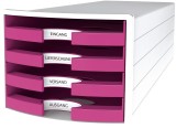 HAN Schubladenbox IMPULS - A4/C4, 4 offene Schubladen, weiß/pink Schubladenbox weiß/pink A4/C4 4