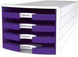 HAN Schubladenbox IMPULS - A4/C4, 4 offene Schubladen, weiß/lila Schubladenbox weiß/lila A4/C4 4