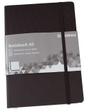 DONAU Notizbuch - A5, kariert, 192 Seiten, schwarz mit Lesezeichen Notizbuch A5 kariert 80 g/qm