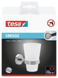 tesa® Zahnbecherhalter - Metall chrom/Glas satiniert Badezimmer Accessoires