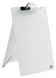 nobo® Glas Notizboard Diamond - A4, weiß, aufstellbar mit Dokumentenklammer Magnettafel weiß 3 cm