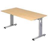 Hammerbacher Schreibtisch C-Fuß - 160 x 65-85 x 80 cm, höhenverstellbar, Ahorn/Silber Schreibtisch