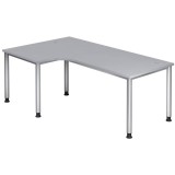 Hammerbacher Winkeltisch 4-Fuß-Gestell rund -200 x 68-76 - 120 cm, höhenverstellbar, Winkel 90°, Grau/Silber