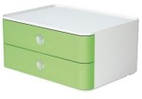 HAN SMART-BOX ALLISON Schubladenbox - stapelbar, 2 Laden, snow white/lime green Schubladenbox A5 2