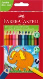 FABER-CASTELL Buntstift Jumbo Dreikantform - 12 Farben sortiert, Kartonetui Farbstiftetui - 5,4 mm