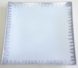 Glasteller - 20 x 20 cm, weiß-silber, eckig Glasteller eckig 20 x 20 cm weiß-silber