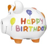 KCG Spardose Schwein Happy Birthday - Keramik, mittel Spardose Schwein Happy Birthday 17 cm 15 cm