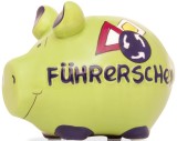 KCG Spardose Schwein Führerschein - Keramik, klein Spardose Schwein Führerschein 12,5 cm 9 cm