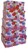 Geschenkkarton Blumen  - 5 tlg., hoch Geschenkschachtel Blumen rechteckig 5-teiliges Set Karton