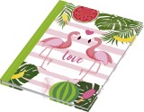 RNK Verlag Notizbuch Flamingo grün - A5, Pünktchenlineatur, 96 Blatt Kladde Flamingo A5 96 Blatt