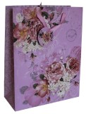 Geschenktragetasche Blume - 26 x 33 x 11 cm, rosa Geschenktragetasche Blume 26 cm 33 cm 11 cm Band