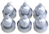Teelichter Weihnachten Kugel mit Schneeflocke - silber, 6 Stück Teelicht silber Kugel 40 mm