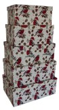 Weihnachtsgeschenkkarton Vögel - 5 tlg., rechteckig Geschenkschachtel Vögel rechteckig Karton