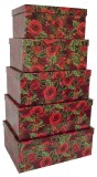 Weihnachtsgeschenkkarton Rosen - 5 tlg., rechteckig Geschenkschachtel Rosen rechteckig Karton