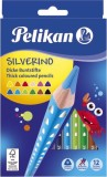Pelikan® Farbstifte SILVERINO - dick, 12er Pack Farbstiftetui 12 Farben sortiert soft 5 mm 7 mm