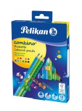 Pelikan® Farbstifte Combino - dick, 12er Pack ergonomische Dreikantform mit Namensfeld soft 4 mm