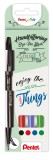 Pentel® Faserschreiber Brush Pen - 0,2-2,0 mm, 4er Pack sortiert Kalligrafiestift 0,2 - 2,0 mm