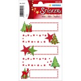 Herma 15257 Sticker DECOR Sterne + Tanne Weihnachtsetiketten Sterne + Tanne selbstklebend 6  Stück